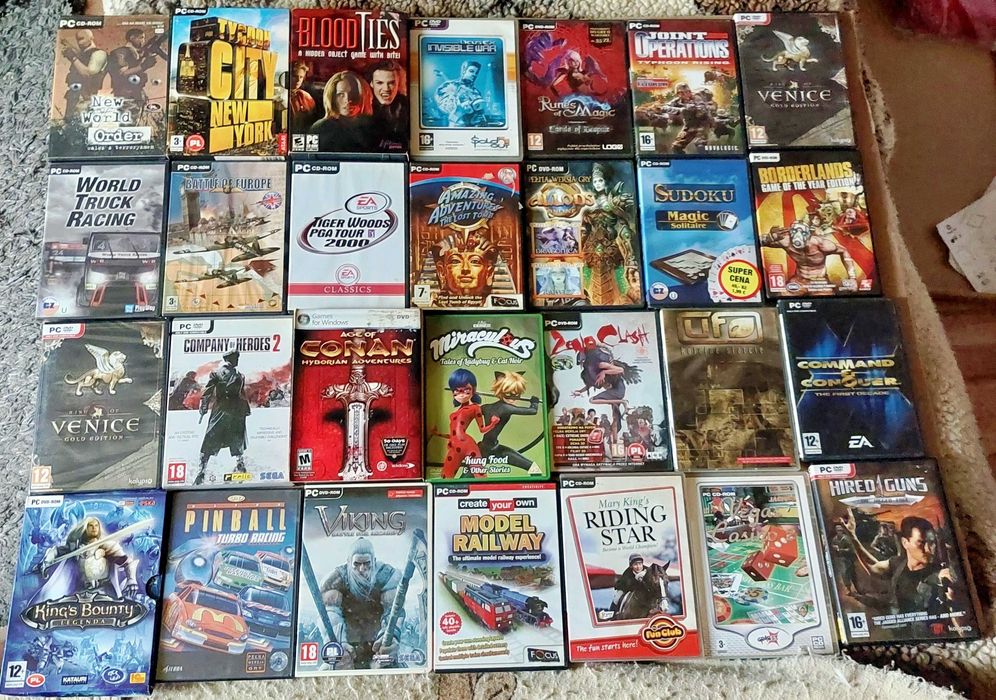 84 GRY NA PC: kolekcja, zestaw, zbiór, wydania pełne pudełkowe, różne