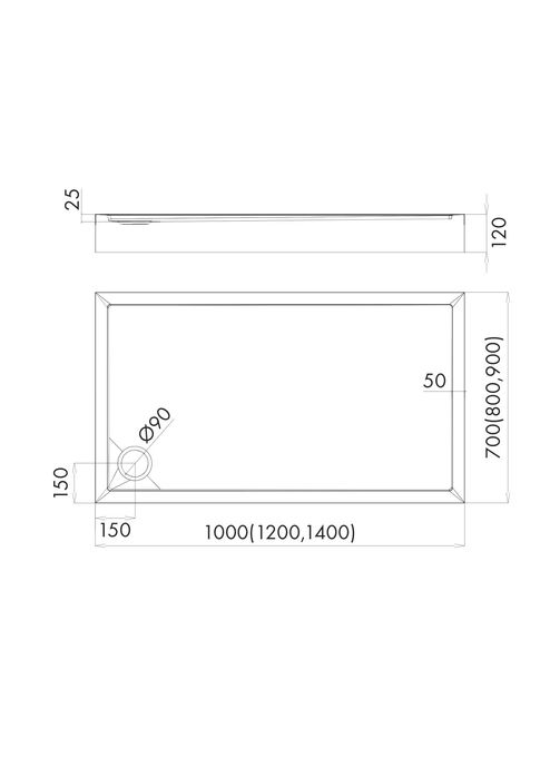 Schedline Cameron brodzik prostokątny 80x100 cm 3ST.C1P-80100