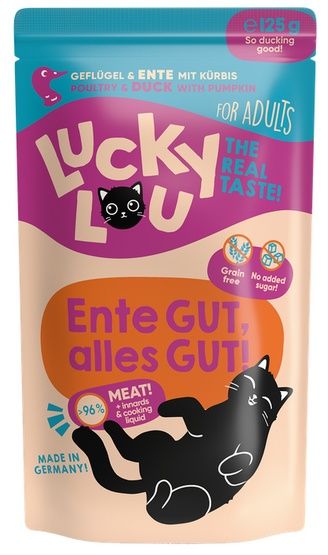 Karma dla kota bez zbóż, cukru i GMO - Lucky Lou DRÓB i KACZKA 125g