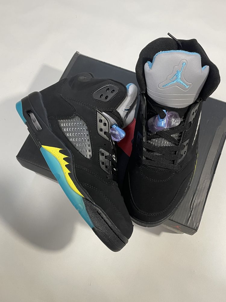 Кросівки високі nike air jordan 5 aqua black найк джордан