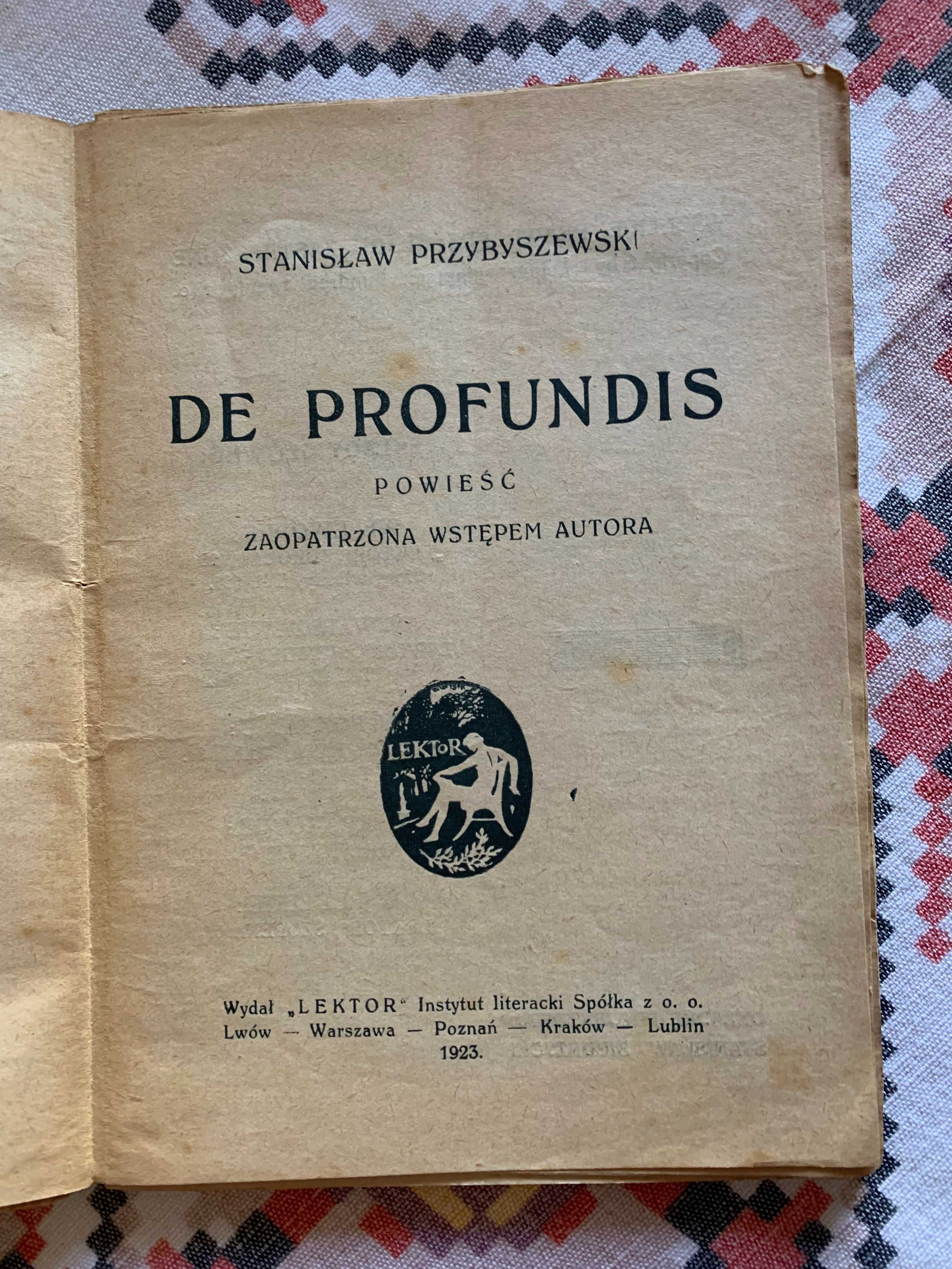 De profundis Stanisław Przybyszewski Lektor 1923 Lwów