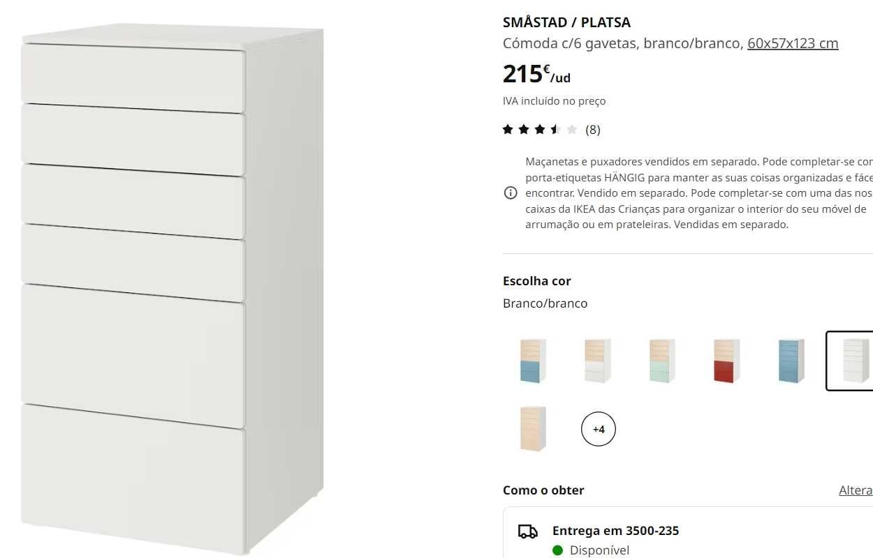 cómoda com 6 gavetas