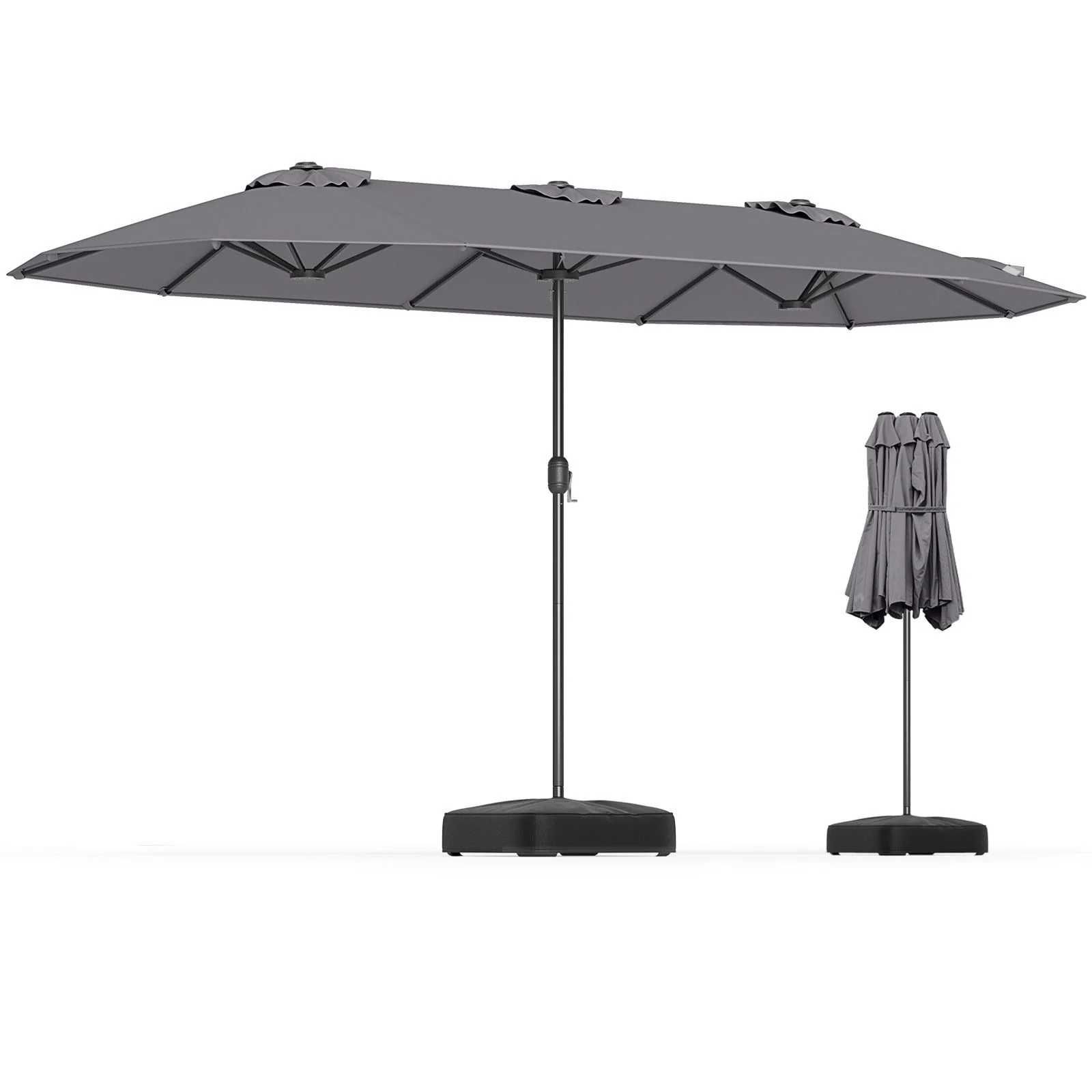 Podwójny parasol ogrodowy ze stojakiem 400 x 200 cm. 030