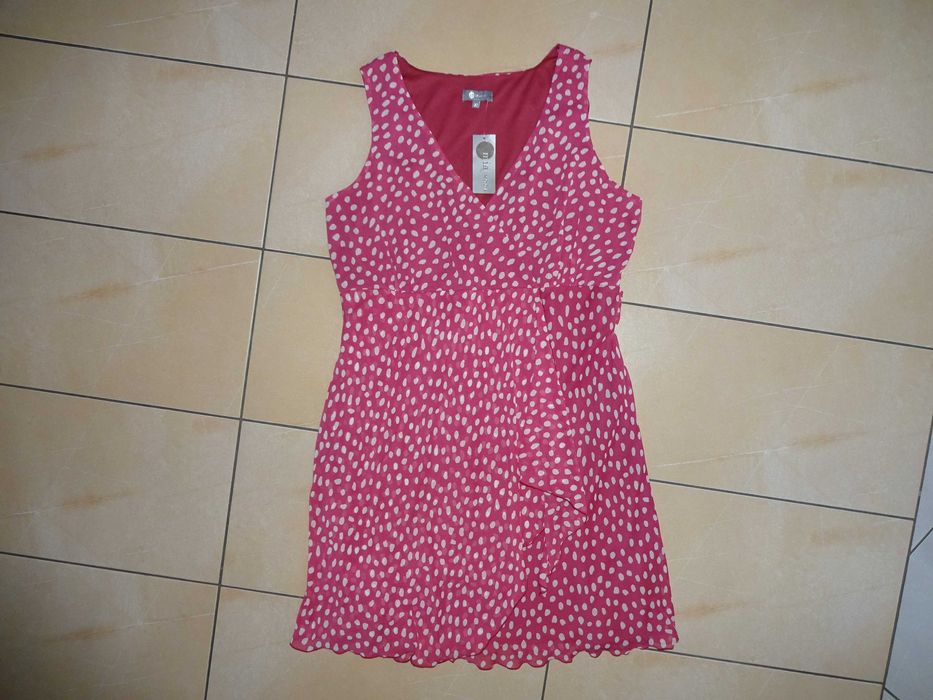 MIA MODA różowa sukienka w białe grochy OKAZJA nowa 22