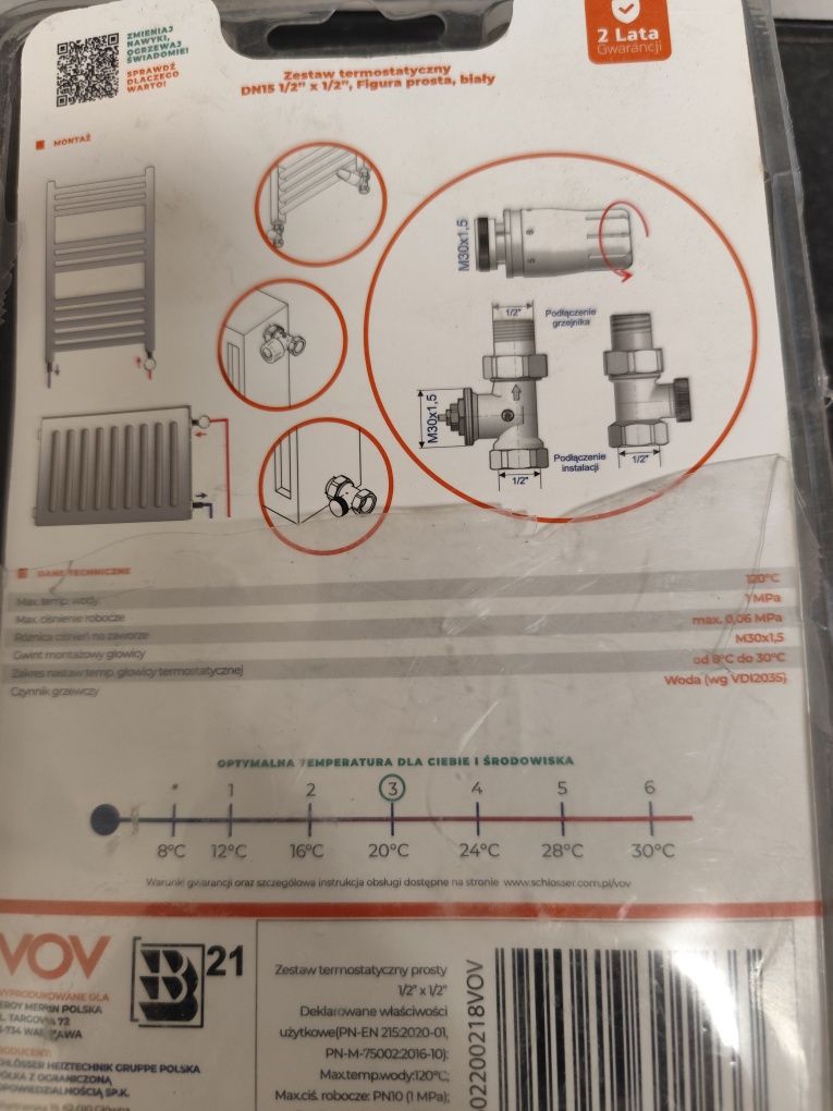 Termostat biały prosty