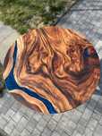 Nowoczesny okrągły stół suar egzotyczne drewno żywica 130 cm #8