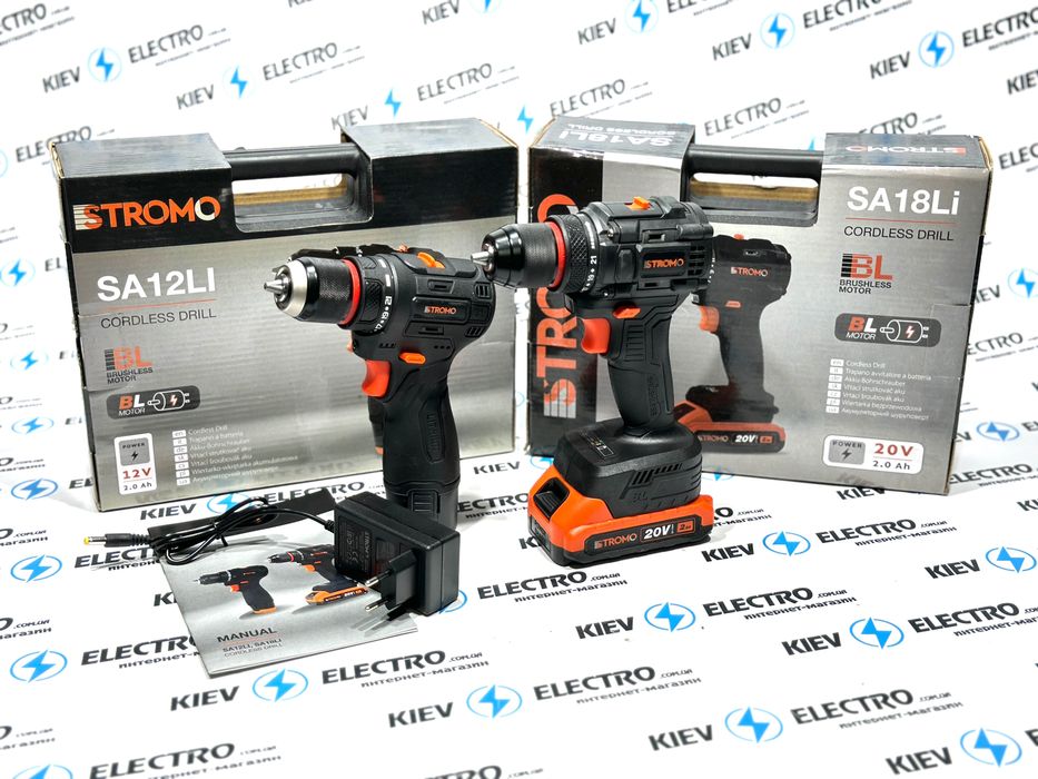 Компактный Бесщеточный Шуруповерт Stromo SA12Li и SA18Li АКЦИЯ