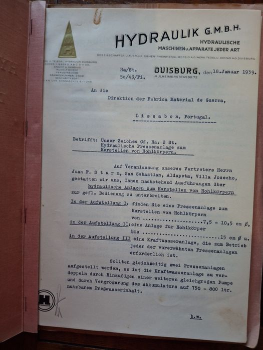 1939 catálogos alemaes destinados fabrica material guerra braço prata