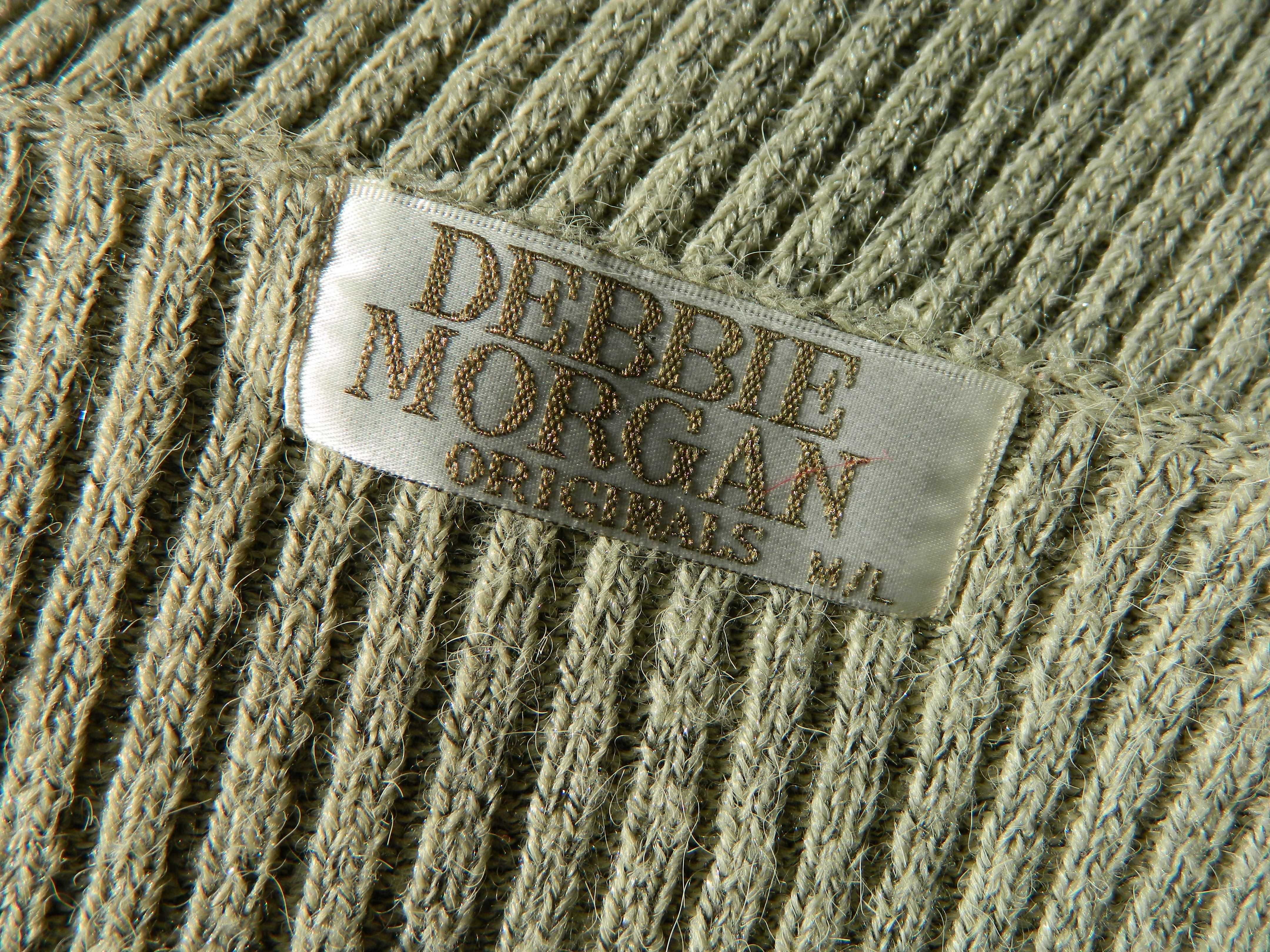 DEBBIE MORGAN krótki KARDIGAN beż melanż sweter rozpinany M / L
