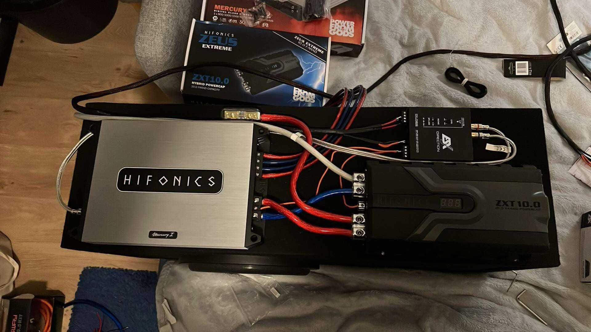 Subwoofer 1300WRMS zestaw przewody wzmacniacz kondensator