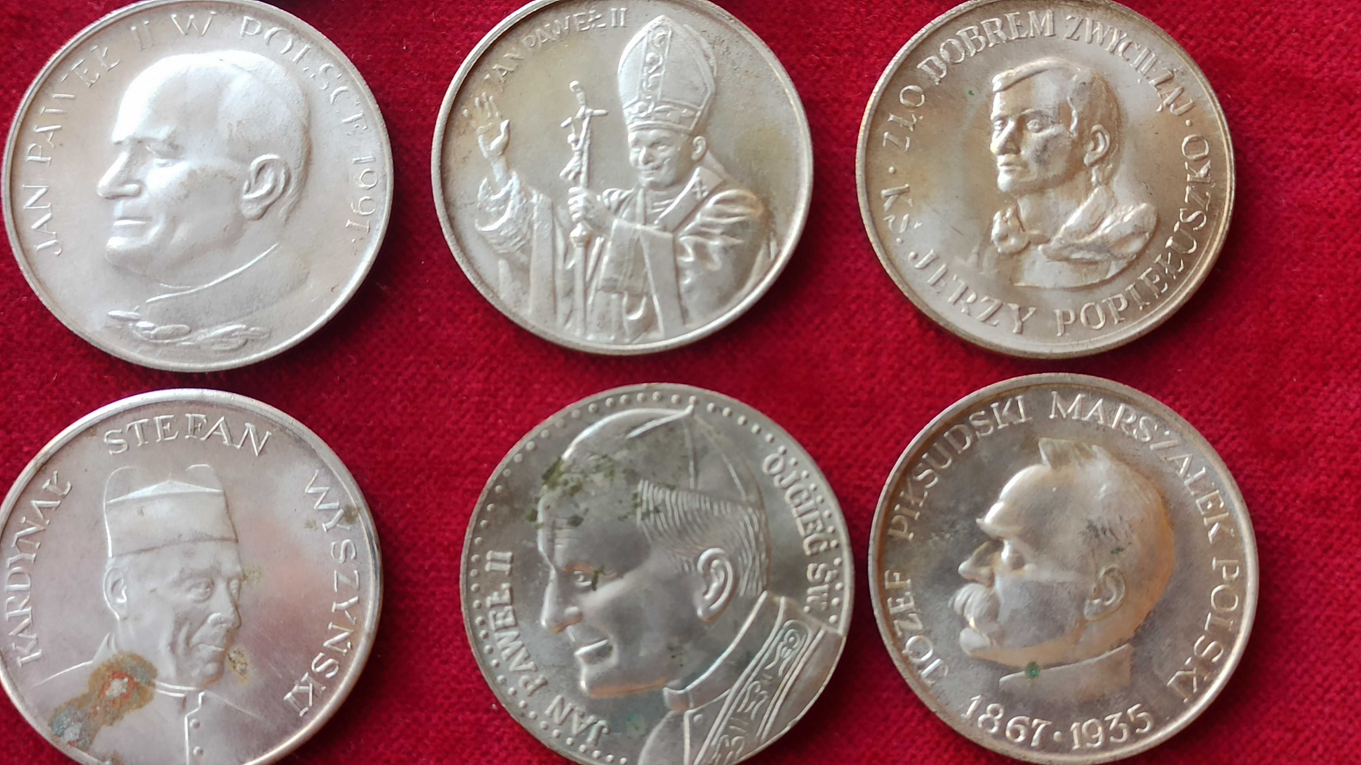 Zestaw srebrzonych Monet / Medali  Jan Paweł II Piłsudski Wyszyński