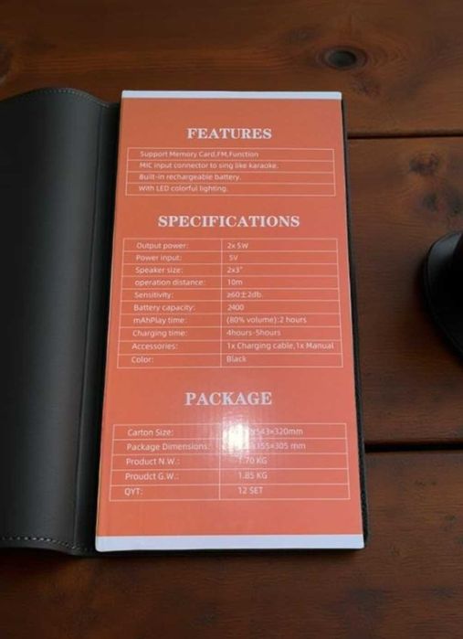 Крута портативна колонка з кольоровою підсвіткою та fm