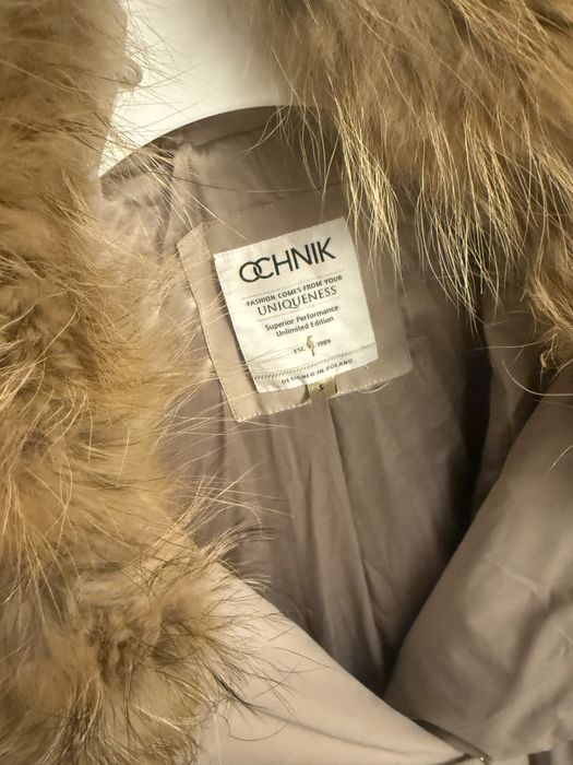 Plaszcz Ochnik futro naturalne jenot jak nowe rozmias S