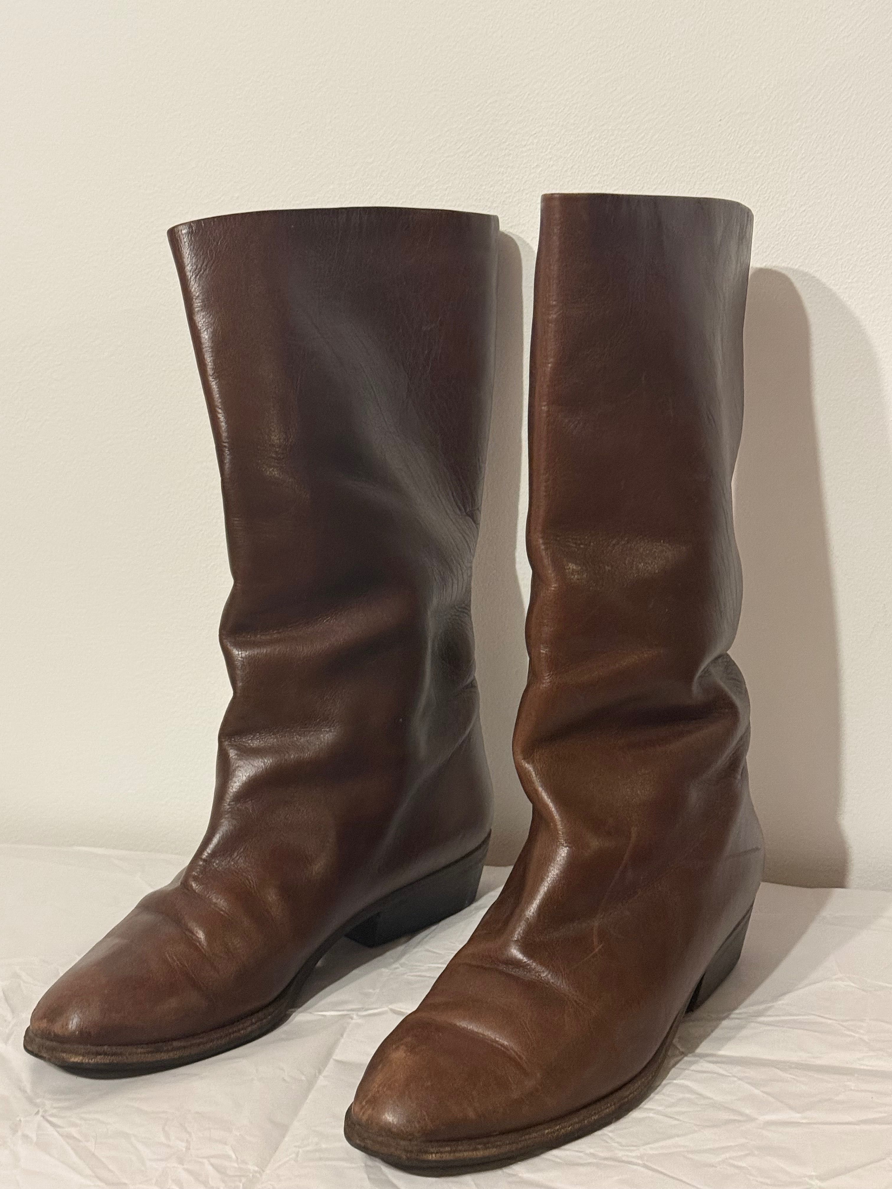 Baldinini – skórzane kozaki z futrem królika, r. 38/39, vintage