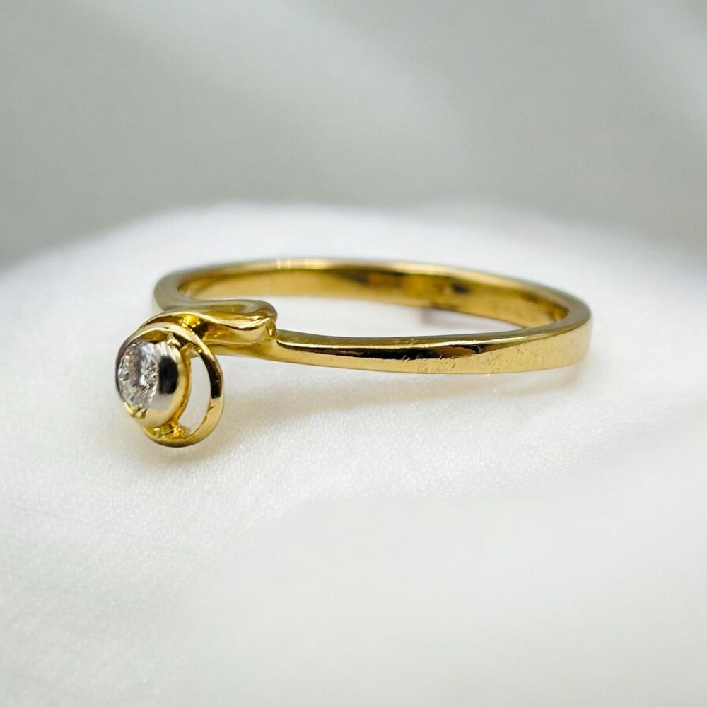 Pierścionek Złoty z Brylantem 585/14k 0.08ct Certyfikat roz20
