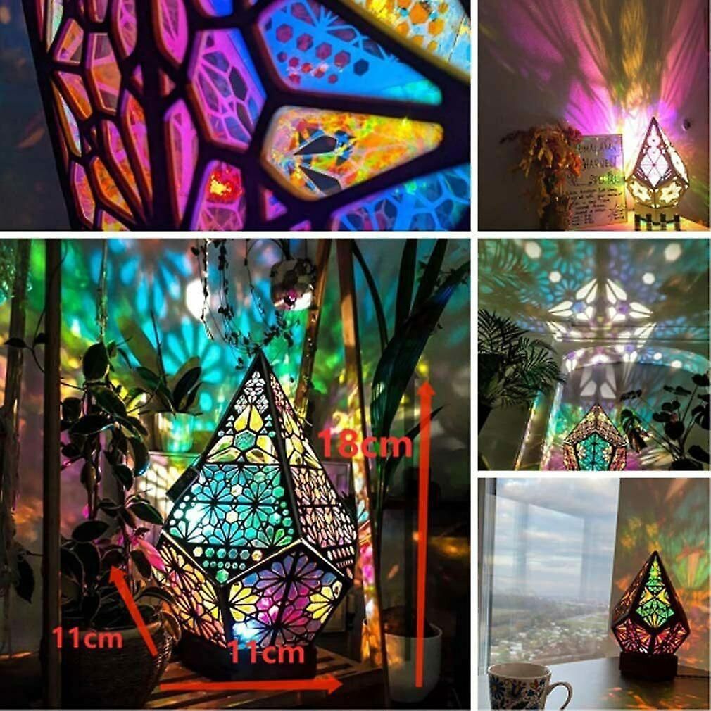 Bohemian Light- Drewniana lampa gwiazda, kolorowe światła LED