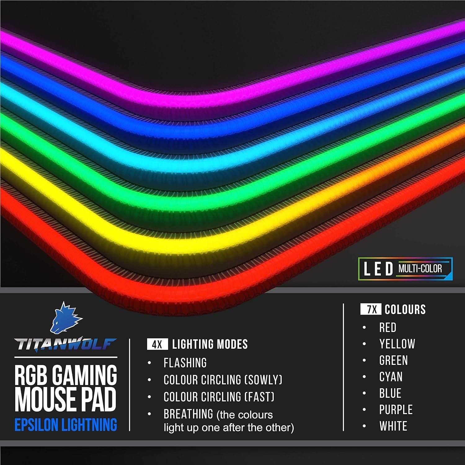 TITANWOLF XXL RGB Gaming Mouse Mat Pad - 800x300mm Novo cx selada!