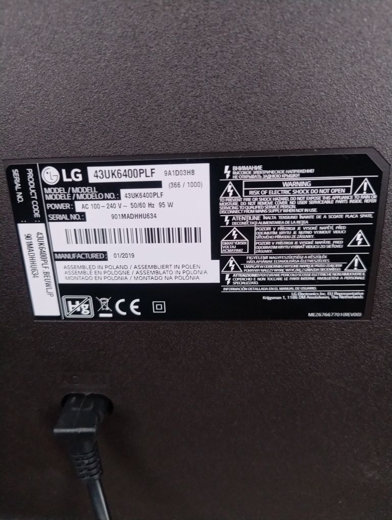 LG телевізор 43uk6400