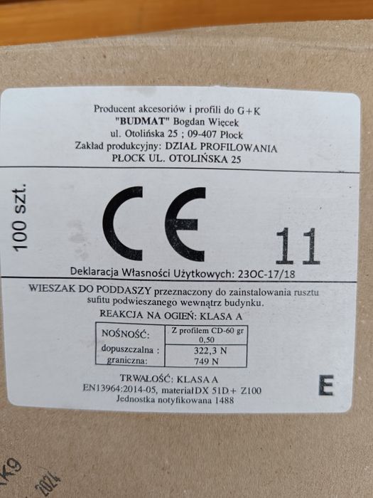 Wieszak kotwowy do poddaszy 180 mm, 200szt