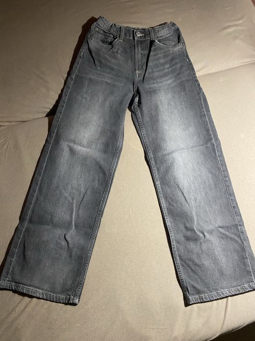Spodnie jeansowe szare szerokie 140cm H&M