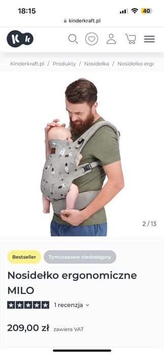 Nosidełko Milo Kinder Kraft stan idealny