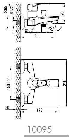 Змішувач для ванни IMPRESE LIDICE, хром, 35 мм (10095)