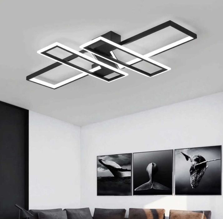 чорна стельова LED люстра з пультом, 140 Вт (БЕЗКОШТОВНА Доставка)