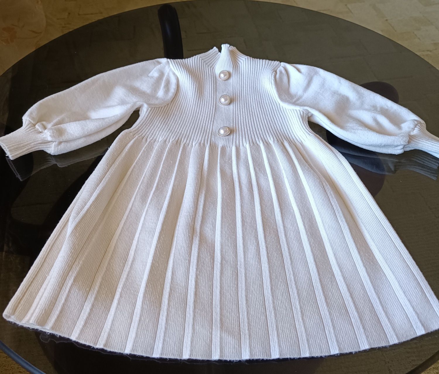 Тепла сукня молочного кольору 1,5 - 2 роки, 80 - 90 см