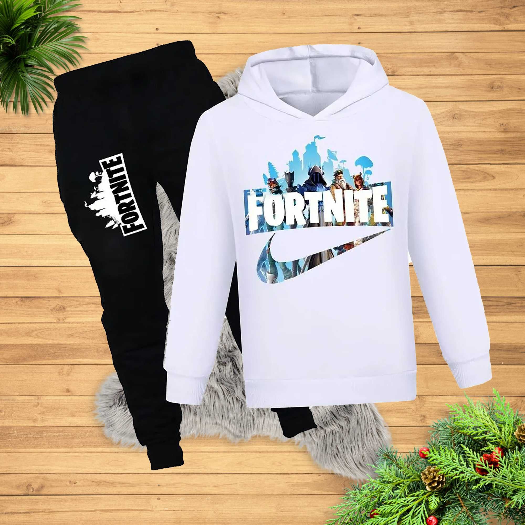 Dres Dzieciecy Fortnite jordan Bluza Kangurka Spodnie 150