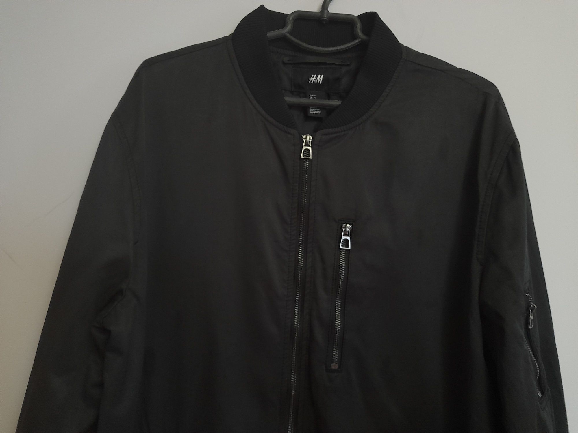 H&M удлинённая куртка бомбер чёрная размер L-XL