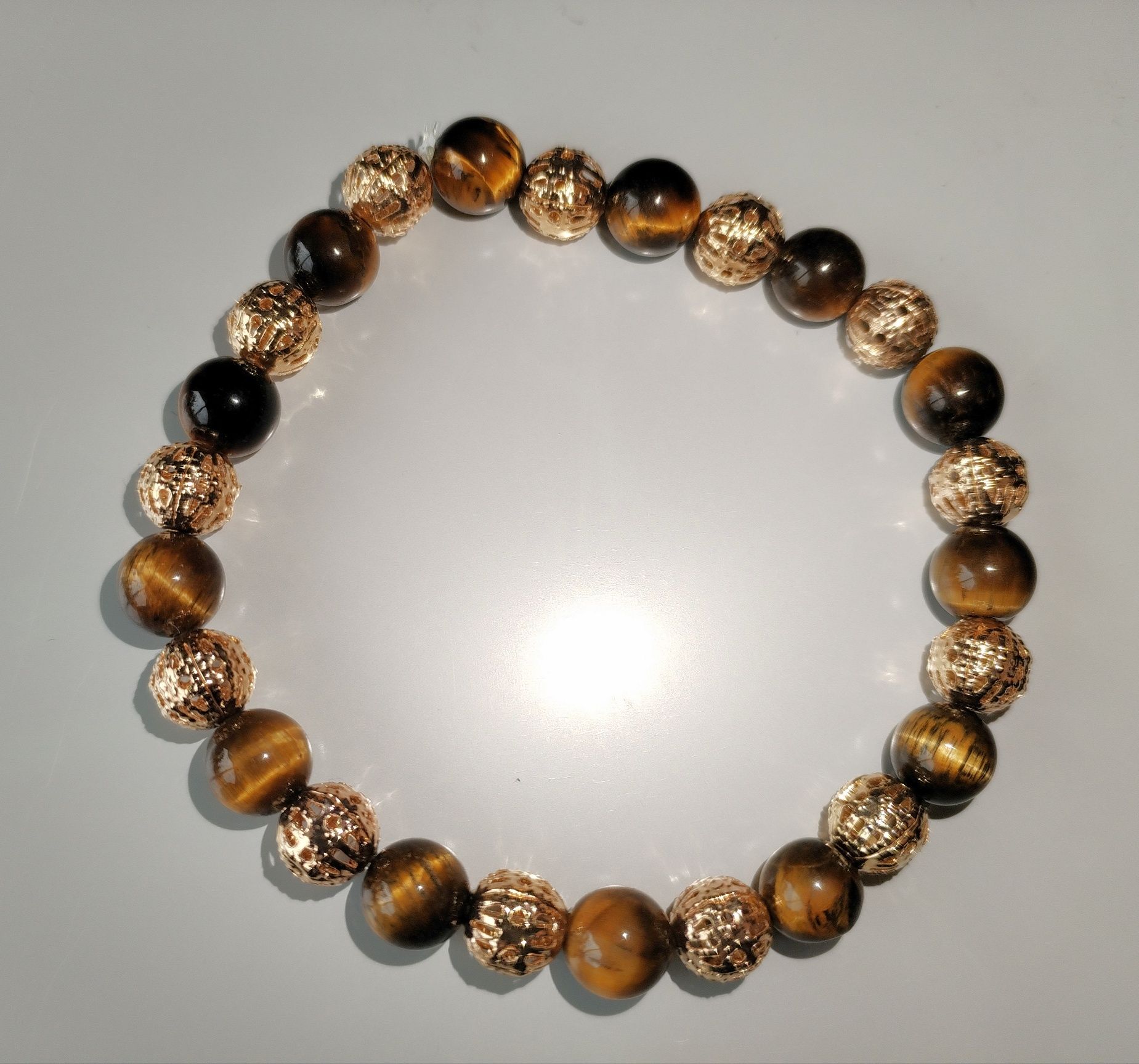 Pulseiras semi preciosas olho de tigre e olho de boi