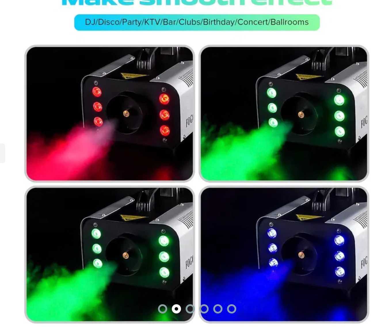 UKing 1200 W Mini Fog Machine with 6 RGB LED Controllable Lights