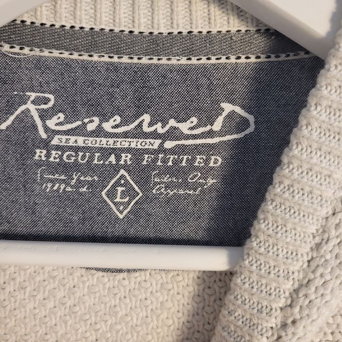 Sweter męski z łatami reserved M L szary jasny bawełna