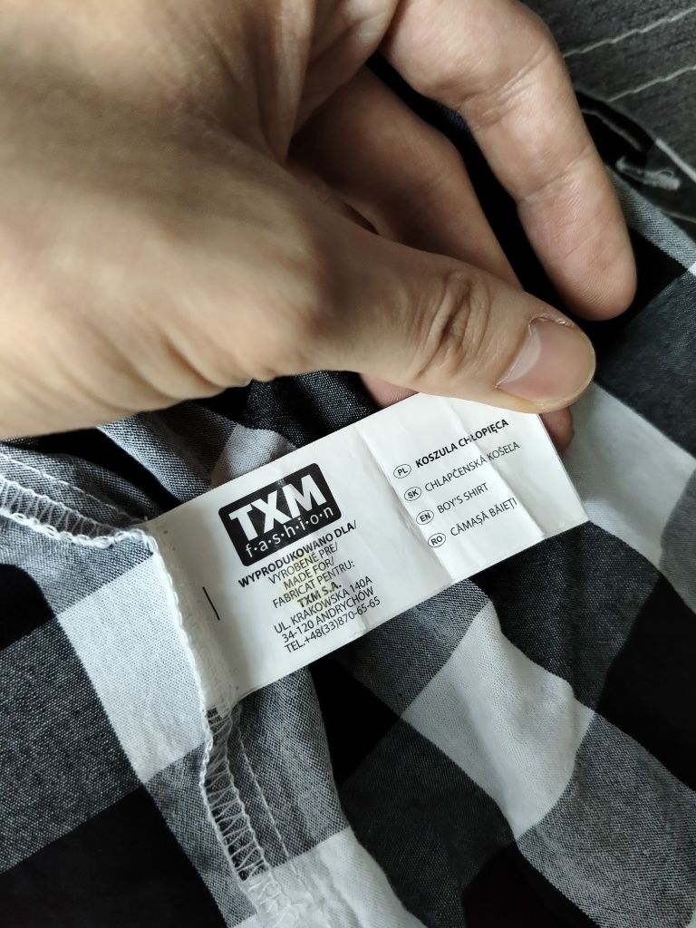 Stylowa koszula TXM w kratkę dla chłopaka rozmiar 164