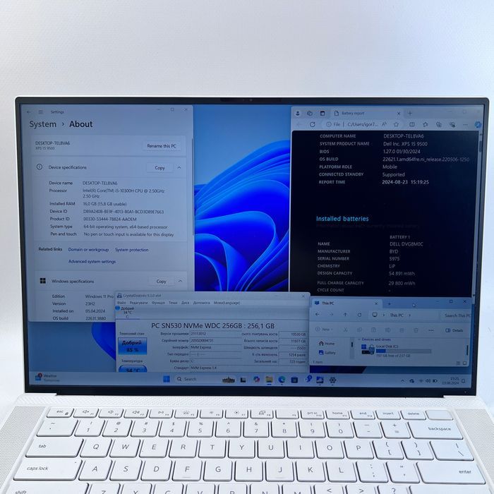 Dell XPS 15 9500 Silver 2020 FHD+ i5-10300H 16GB/256GB SSD ГАРАНТІЯ