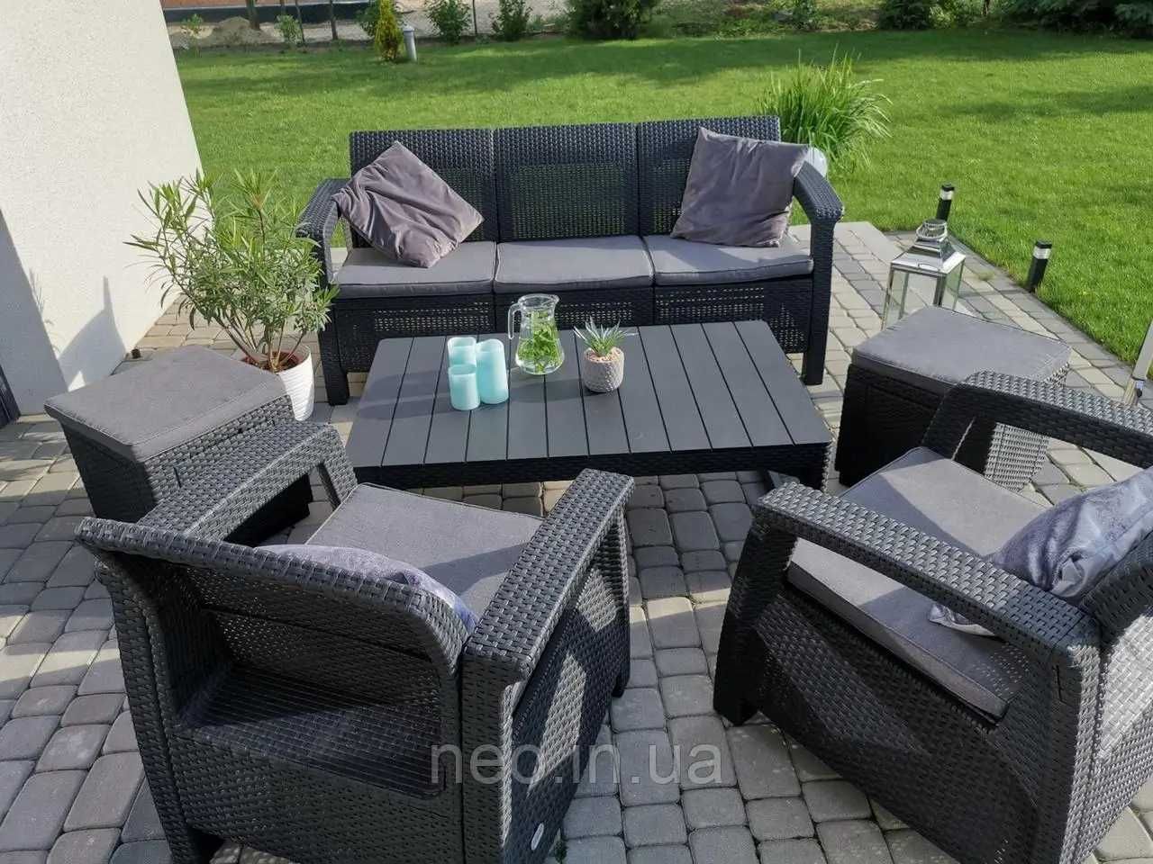 Комплект садовой мебели Allibert Keter Corfu Set Lyon Max