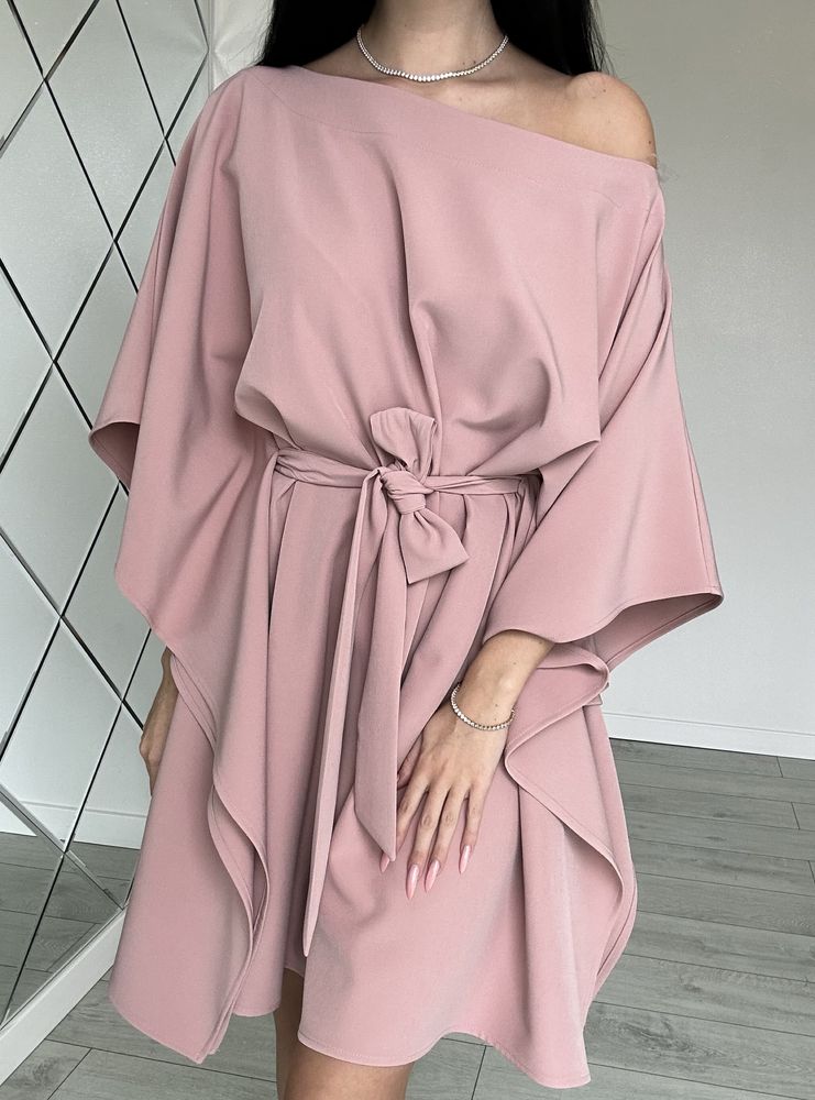 Sukienka kimono pudrowy róż M L XL