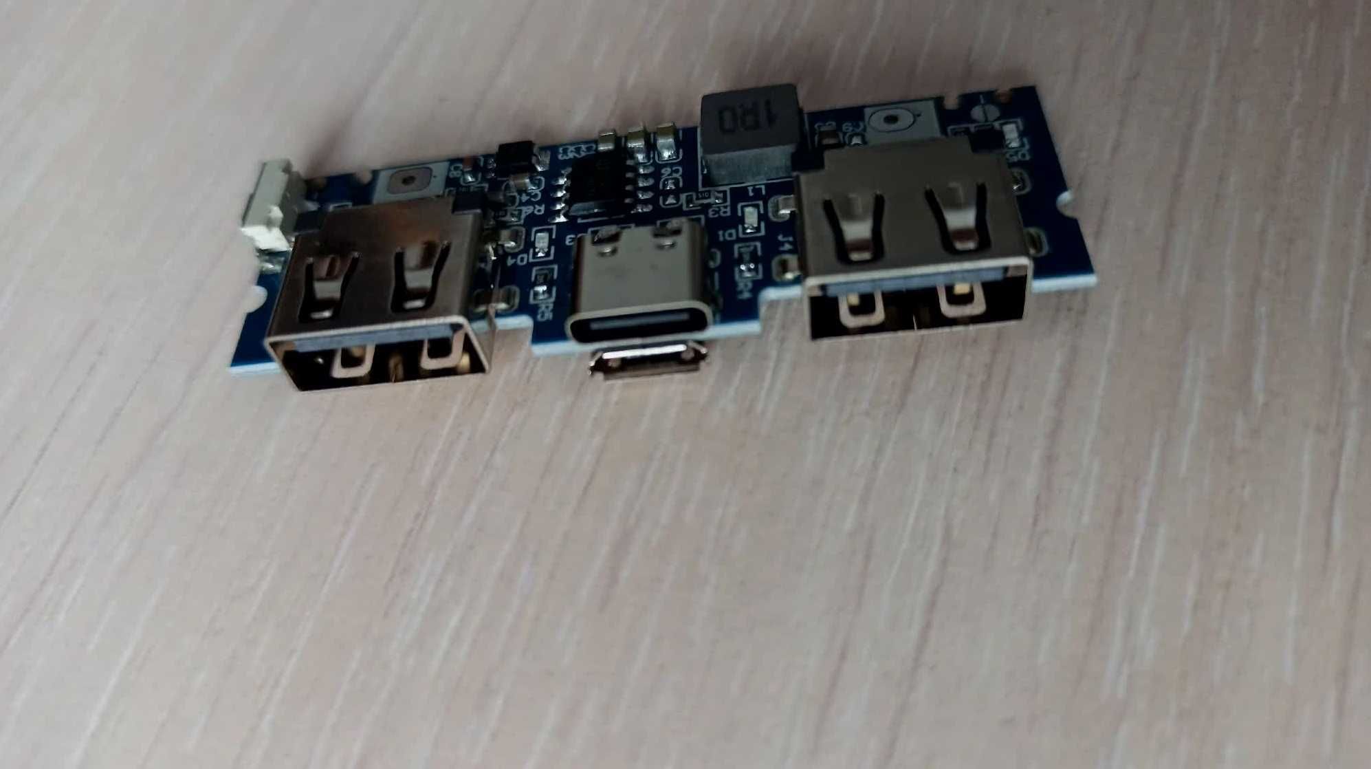 Зарядная плата для повербанка 18650 с Micro USB и Type-C, 5V 2.4A