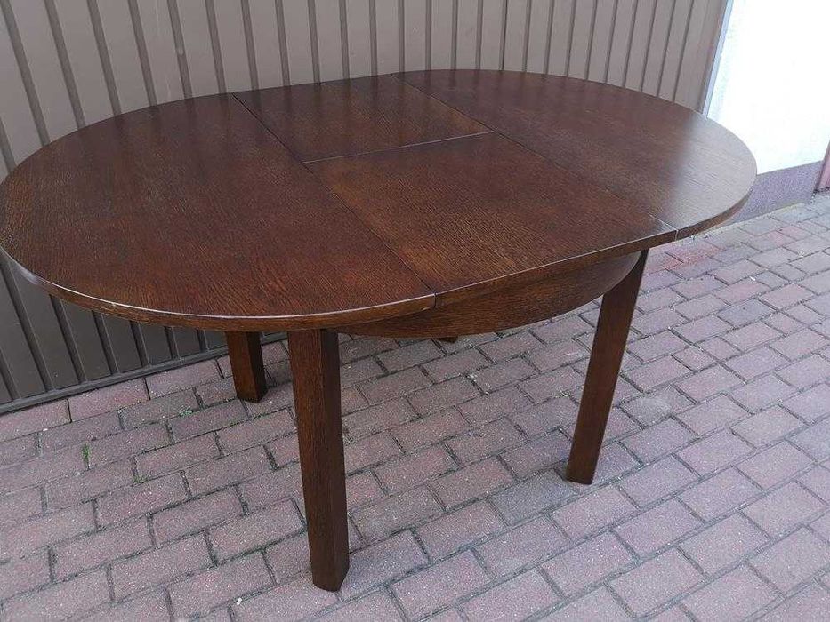 Stół Art-Deco Okrągły 100 Zgrabny Antyk Stary Rozkładany Po Renowacji.