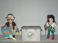 Figurki Playmobil podróżnik i piratka ze skrzynią skarbów