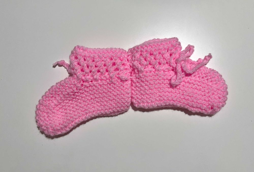 Botinhas Tricot Bebé Cor-de-Rosa