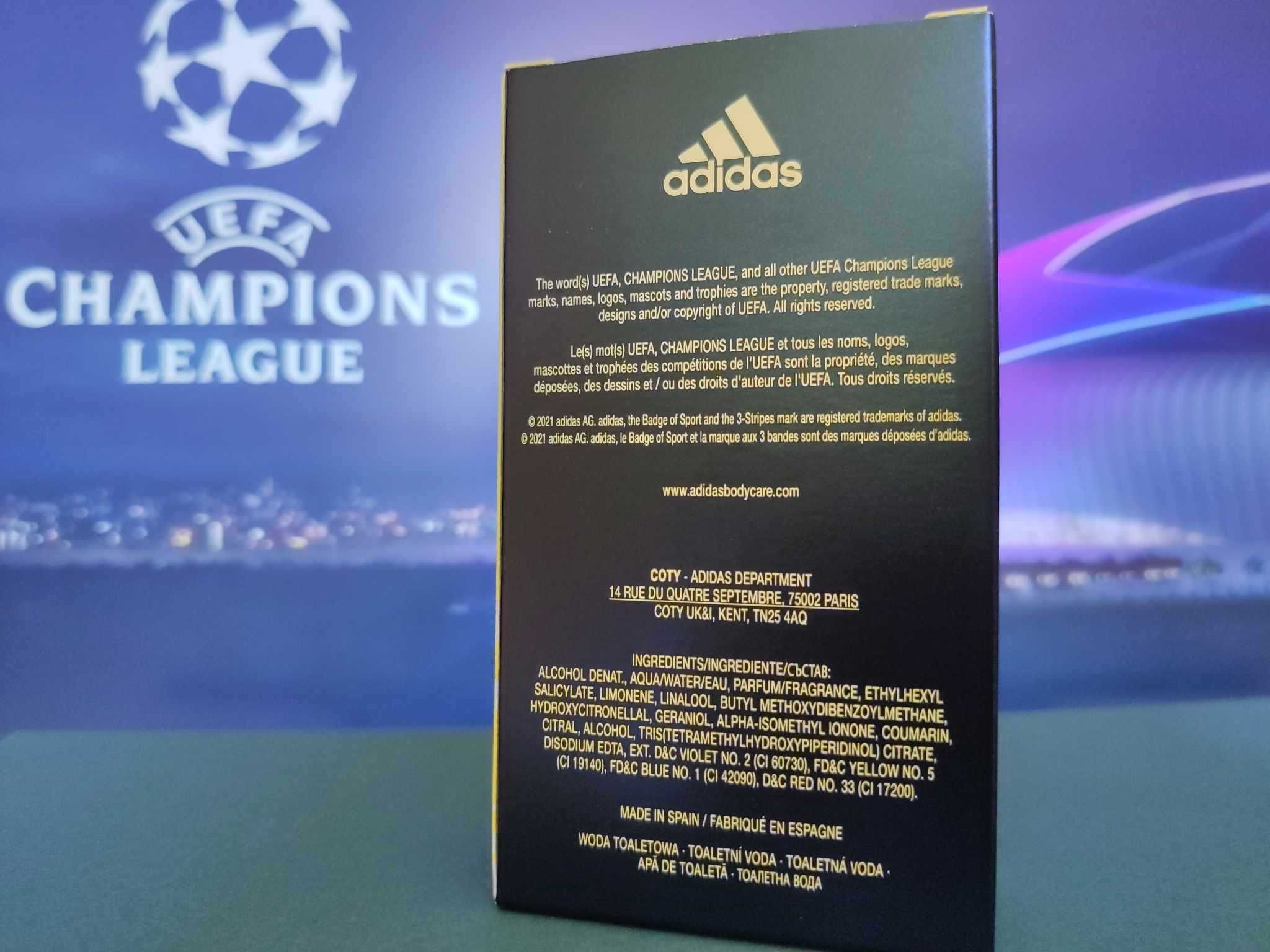 Adidas Champions League UEFA woda toaletowa dla mężczyzn NEW