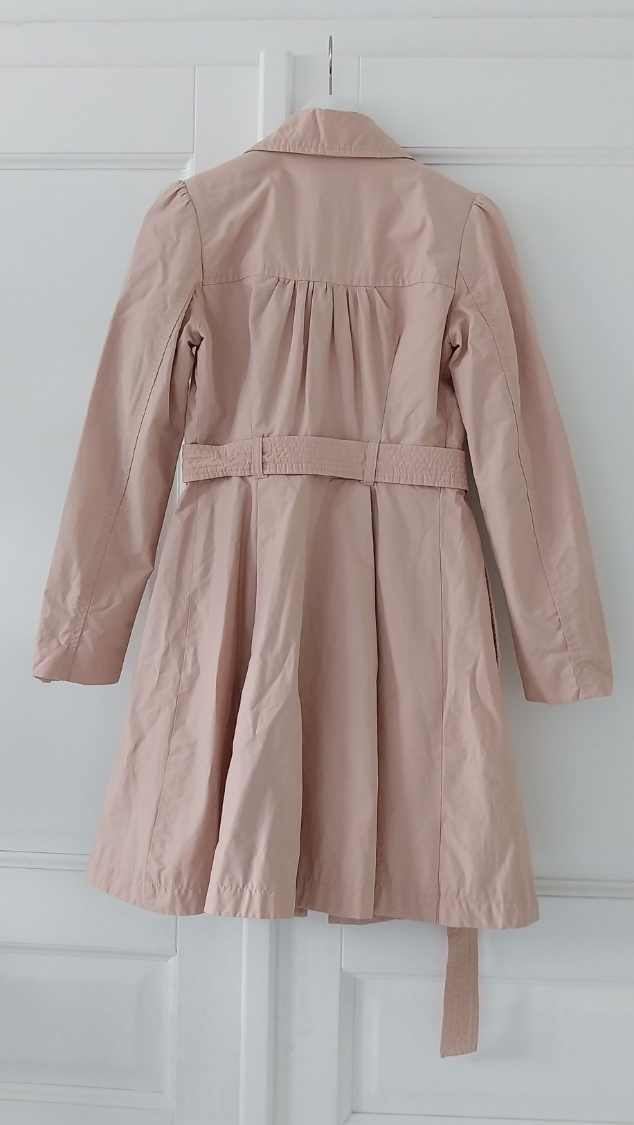 Lekki różowy płaszcz trencz prochowiec H&M, r. 34 / XS
