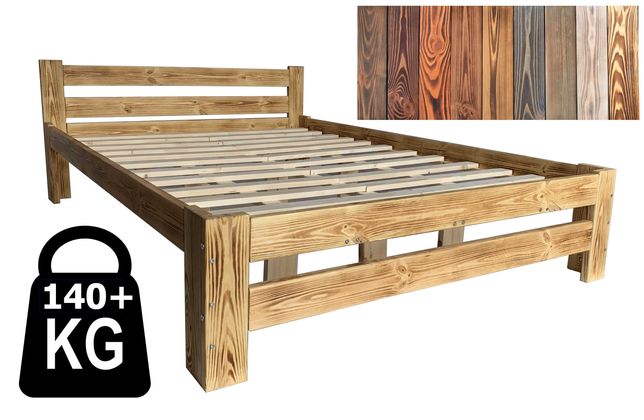 Łóżko drewniane sosnowe MAX 120x200 KOLOR 140kg+ Stabilne MOCNE