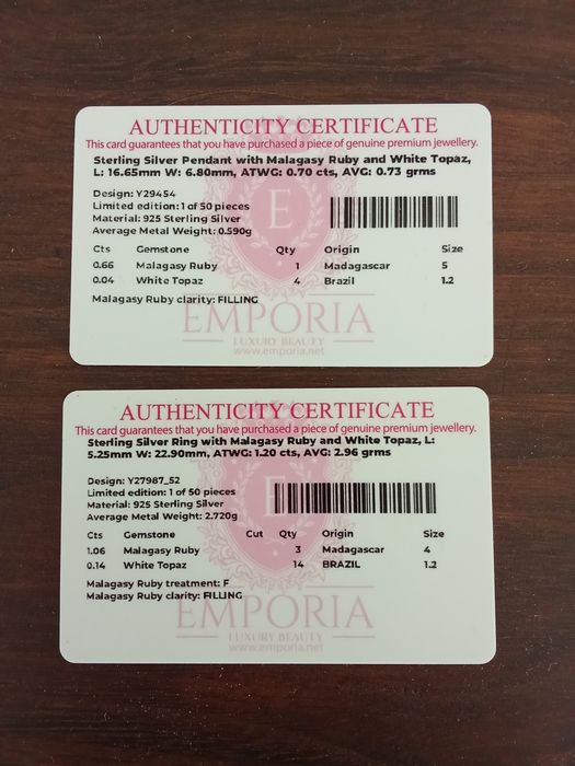 Colar de prata de lei com Rubi