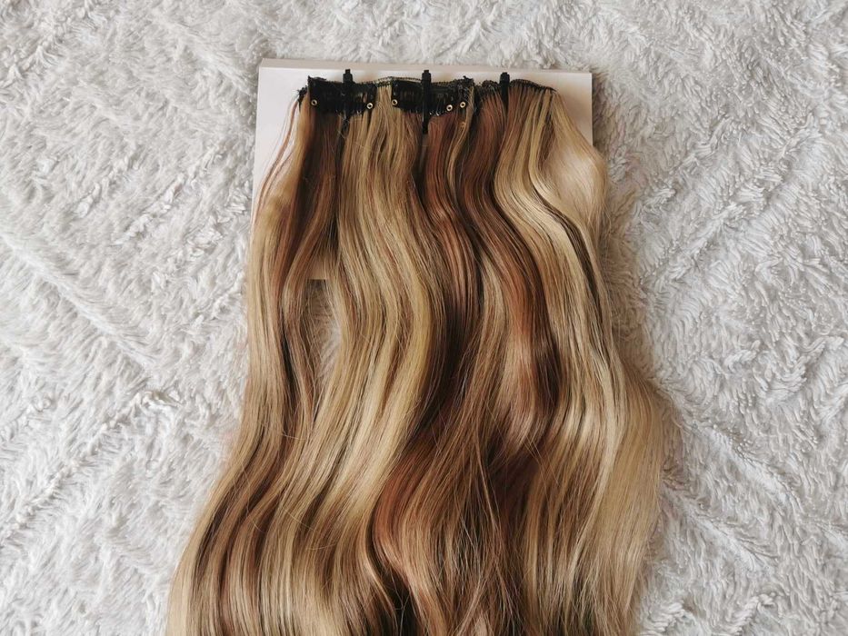 Doczepiane włosy clip in 65 cm pasma orzechowy brąz