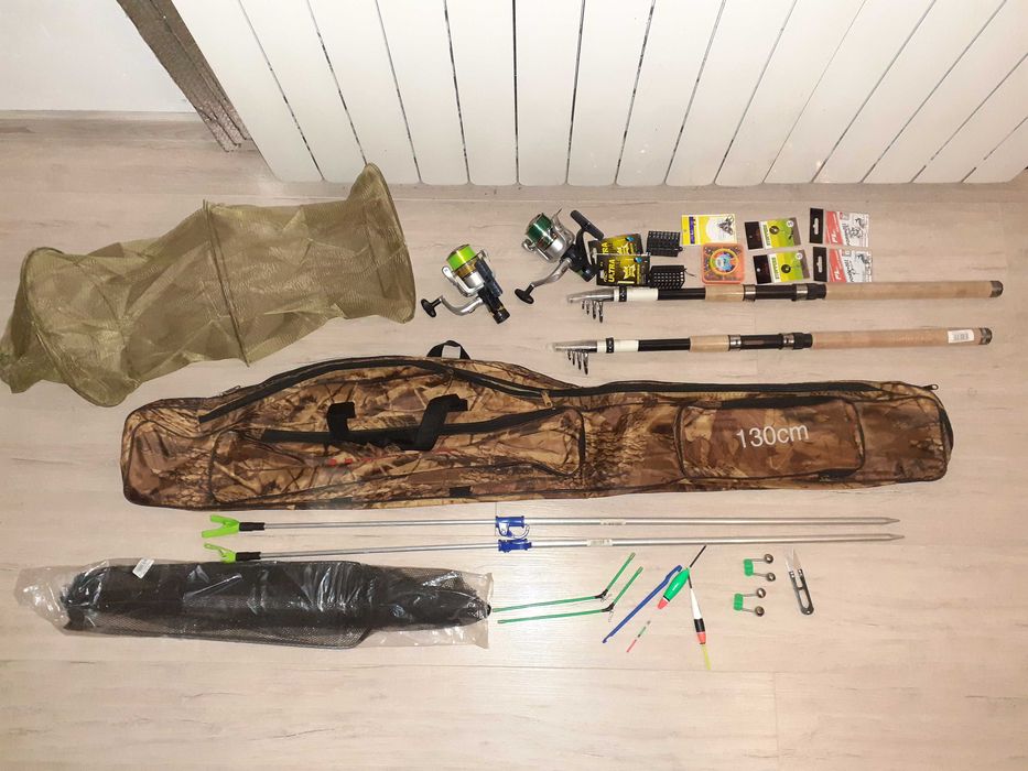 Zestaw wędkarski - 2 wędki 2,7 m, kołowrotki, pokrowiec + osprzęt