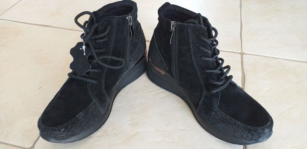 Nowe skórzane czarne buty FILIPPO, rozmiar 37