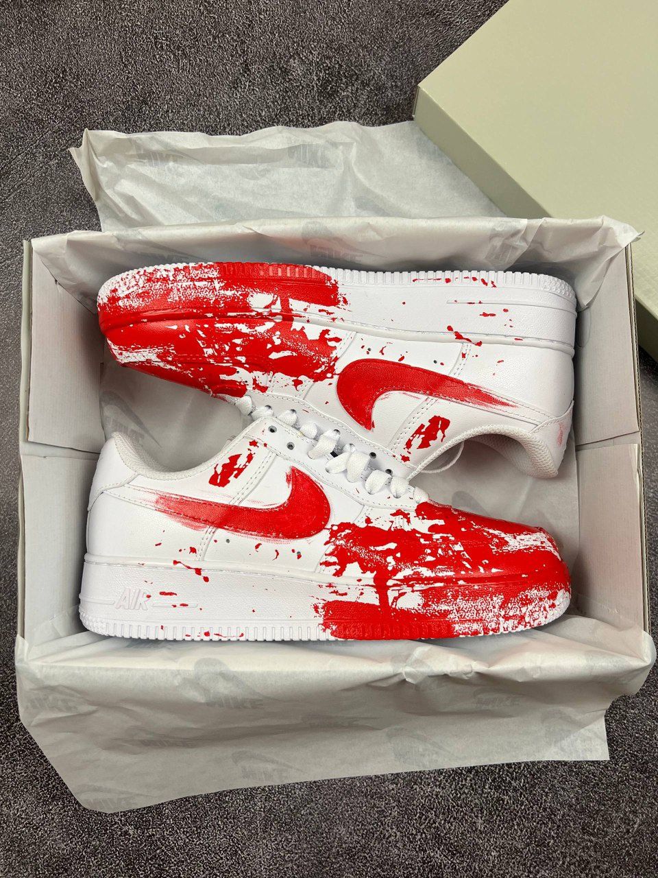 Nike Air Force Blood Custom White Red (37-45) Кросовки форсы новые