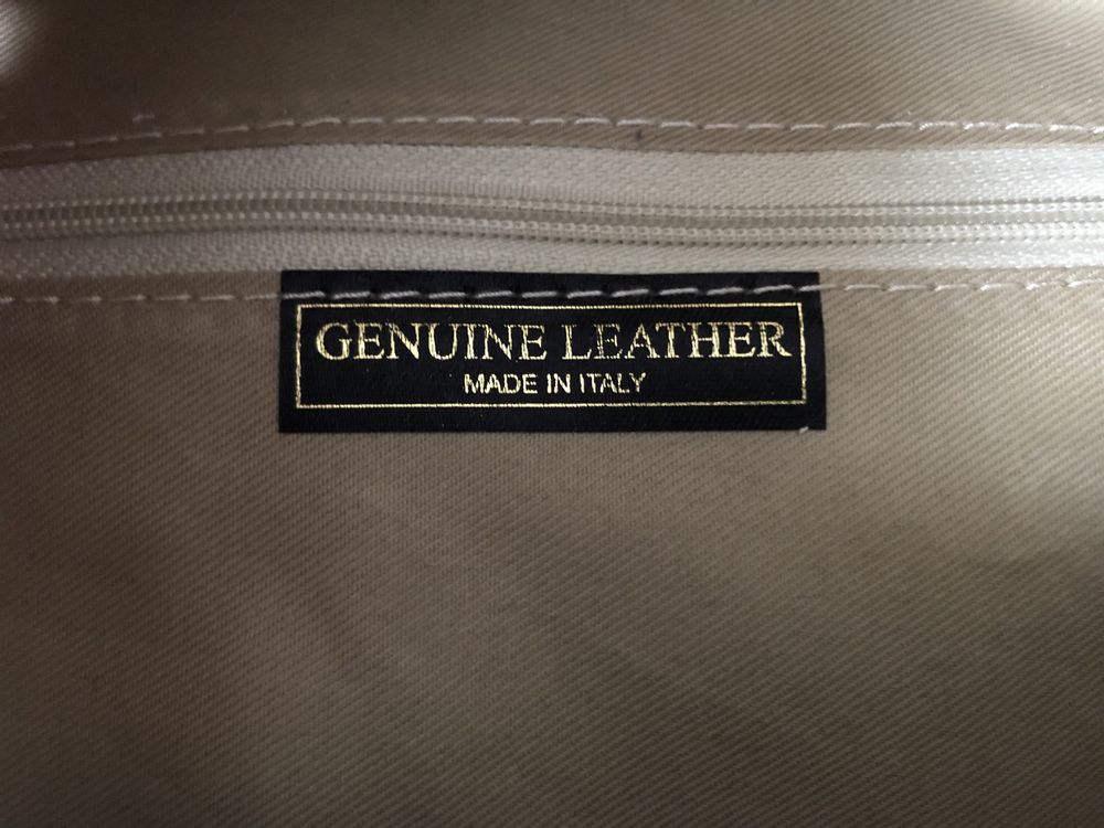 Duża nerka torebka biała skóra naturalna Genuine Leather Włoska